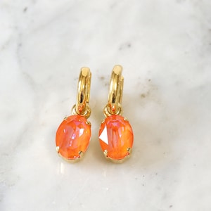 Orange Drop Earrings, Orange Crystal Earrings, Burnt Orange Stud Earrings, Bridal Crystal Earrings, Gift for her, Orange Drop Earrings image 5