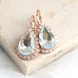 Aquamarine Earrings, Light Blue Earrings, Bridal Aquamarine Drop Earrings, Opal Drop Earrings, Light Azure Earrings, Light Blue Earrings