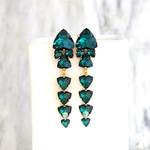 Emerald Chandelier Earrings, Emerald Green Crystal Earrings, Emerald Green Drop Earrings, Christmas Earrings, Green Chandelier Earrings