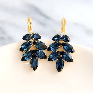 Blue Navy Bridal Earrings, Navy Blue Drop Earrings, Blue Earrings, Sapphire Drop Earrings, Bridesmaids Earrings, Dark Blue Drop Earrings