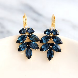 Blue Navy Bridal Earrings, Navy Blue Drop Earrings, Blue Earrings, Sapphire Drop Earrings, Bridesmaids Earrings, Dark Blue Drop Earrings image 1