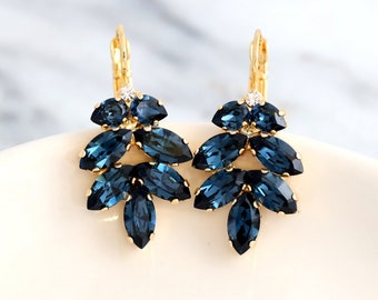 Blue Navy Bridal Earrings, Navy Blue Drop Earrings, Blue Earrings, Sapphire Drop Earrings, Bridesmaids Earrings, Dark Blue Drop Earrings