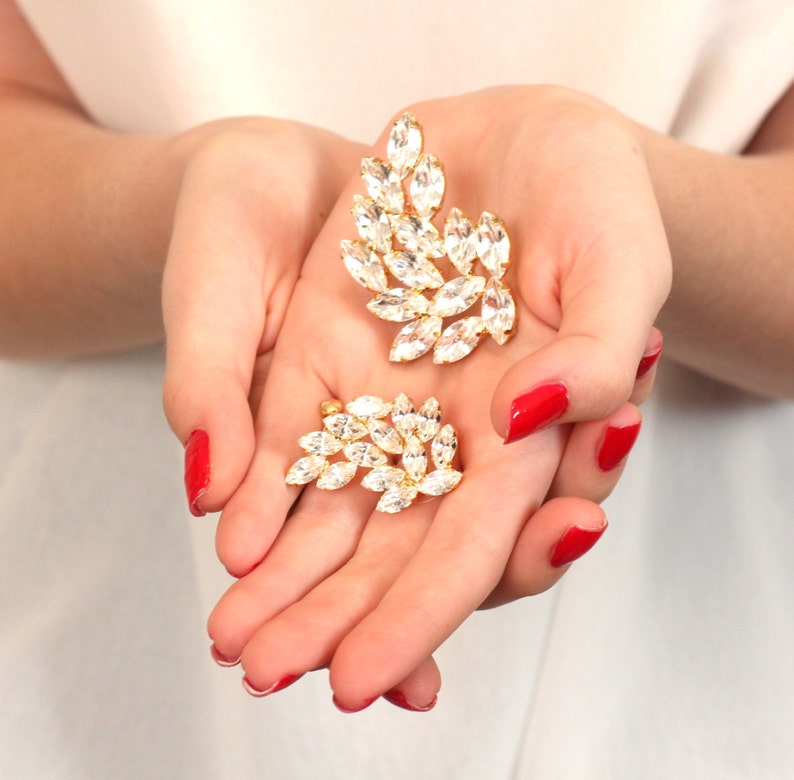 Ear Cuff Earrings Bridal Statement Earrings Swarovski Etsy