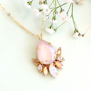 Ivory Rose Gold Necklace, Cream Rose Gold Necklace, Cream Ivory Crystal Gold Necklace, Bridal Cream Ivory Necklace, Rose Gold Necklace