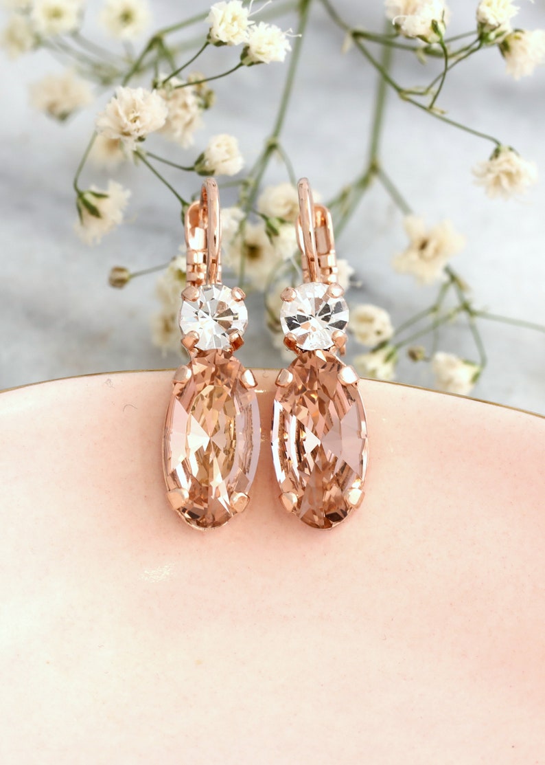 Blush Drop Earrings Bridal Blush Drop Earrings Etsy