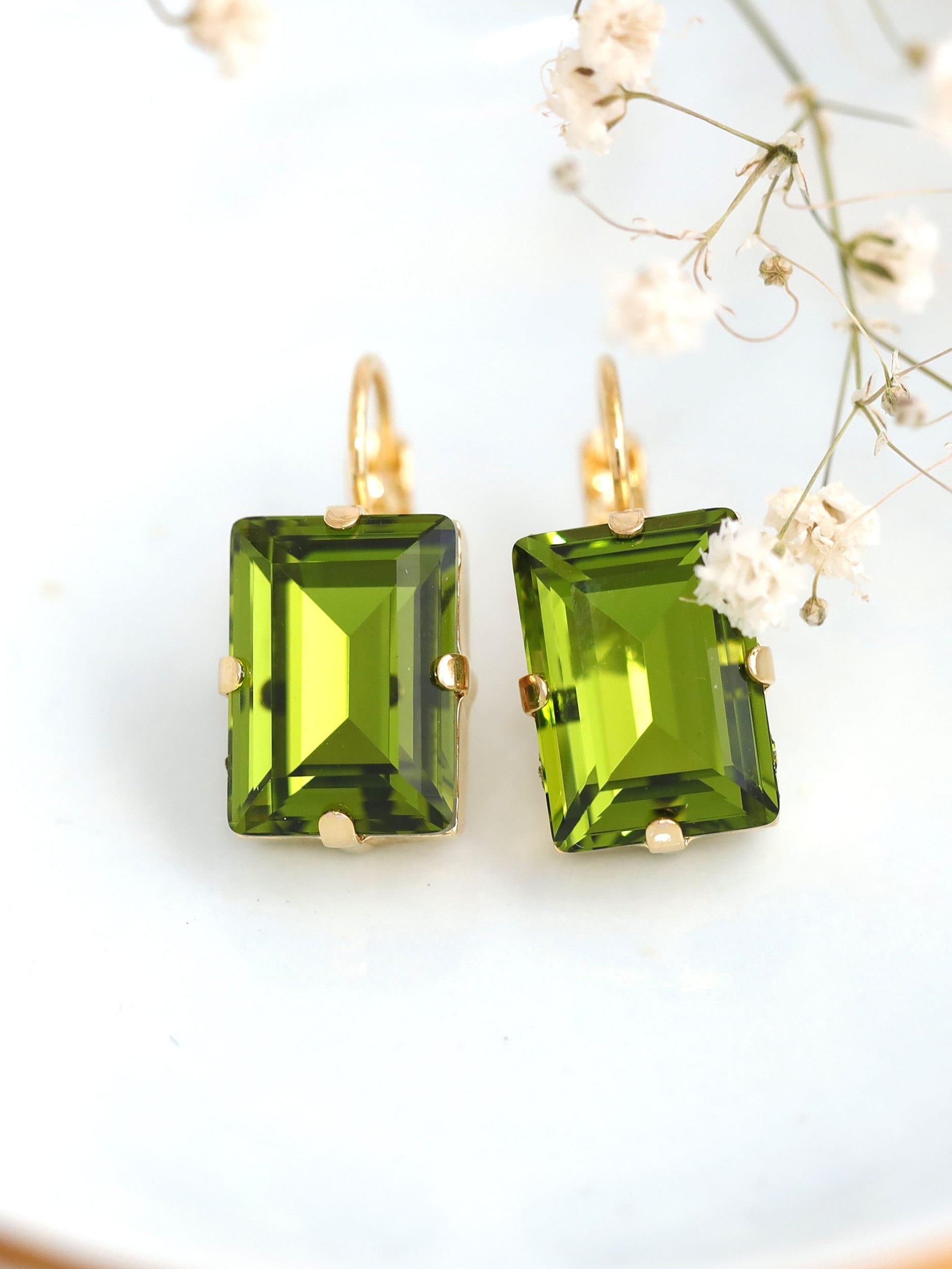 Murano Earrings | Antico Tesoro cubes earrings - olive green. Made in