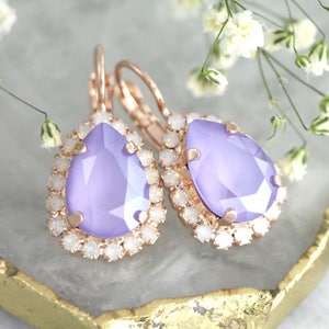 Lavender Earrings, Bridal Purple Drop Earrings, Bridal Lilac Earrings, Bridesmaids Earrings, Gift For Her, Light Purple Crystal Earrings