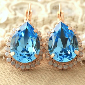 Aquamarine Earrings, Blue Drop Earrings, Aquamarine Crystal Bridal Drop Earrings, Bridesmaids Earrings, Bridal Light Blue Drop Earrings