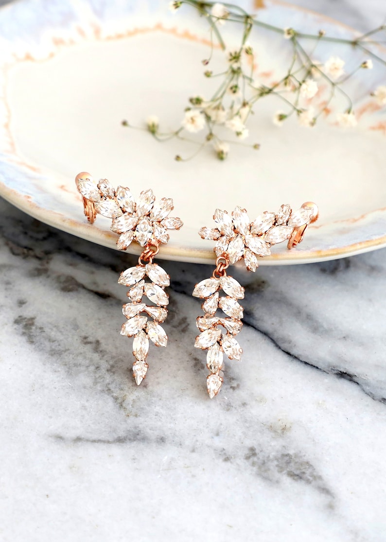 Climbing Earrings Bridal Ear Climbing Earrings Gold Crystal Etsy