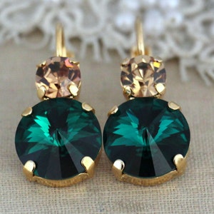 Emerald Earrings,Dark Green Drop Earrings, Emerald Drop Earrings, Emerald Dangle Earrings, Gift for her,Bridesmaids Earrings,Emerald Wedding