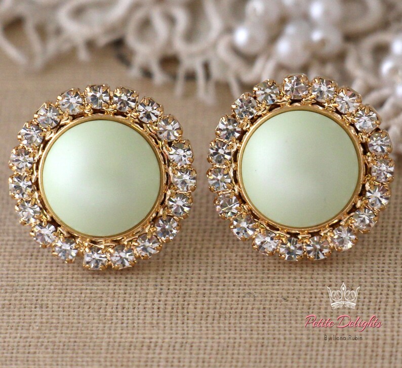 Mint Earrings Green Mint Stud Earrings Pistachio Green Etsy