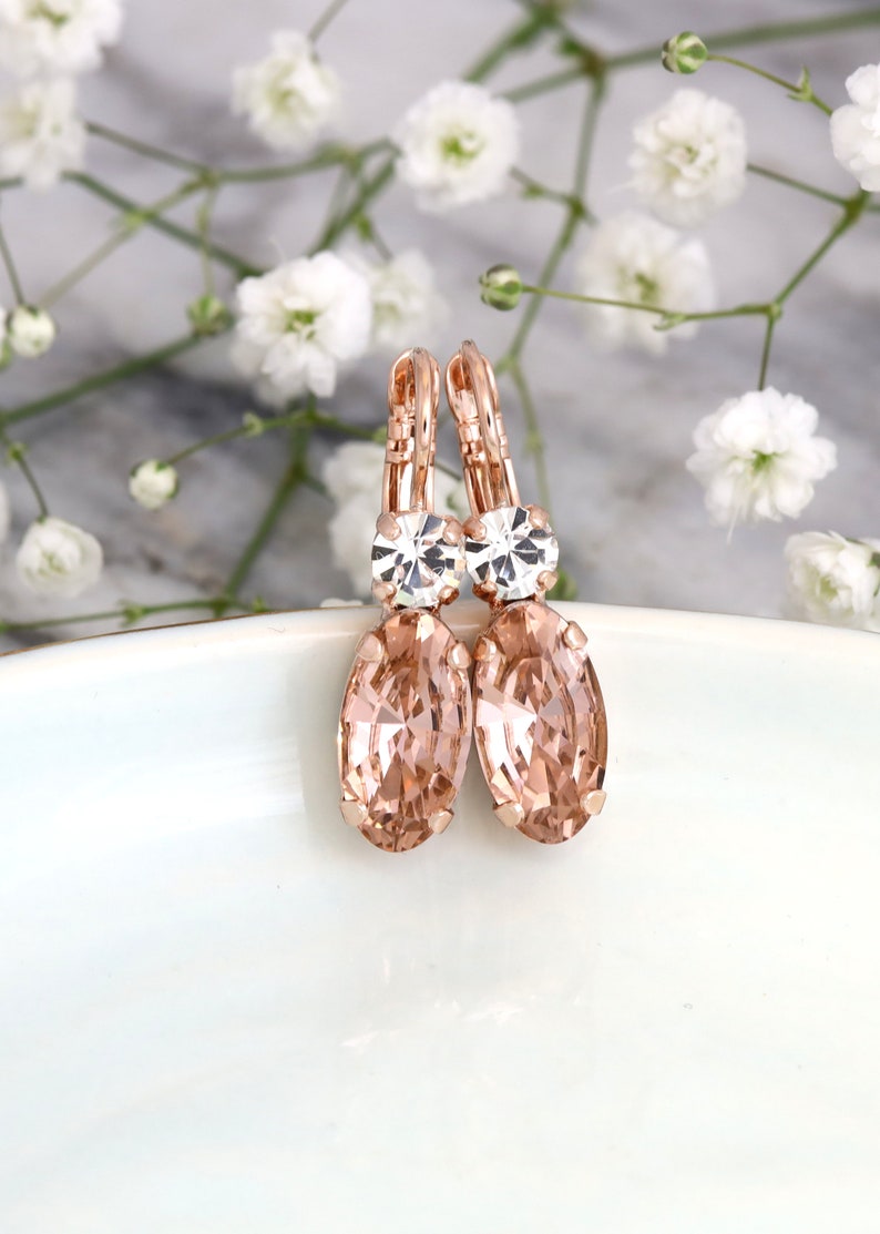 Blush Drop Earrings Bridal Blush Drop Earrings Etsy