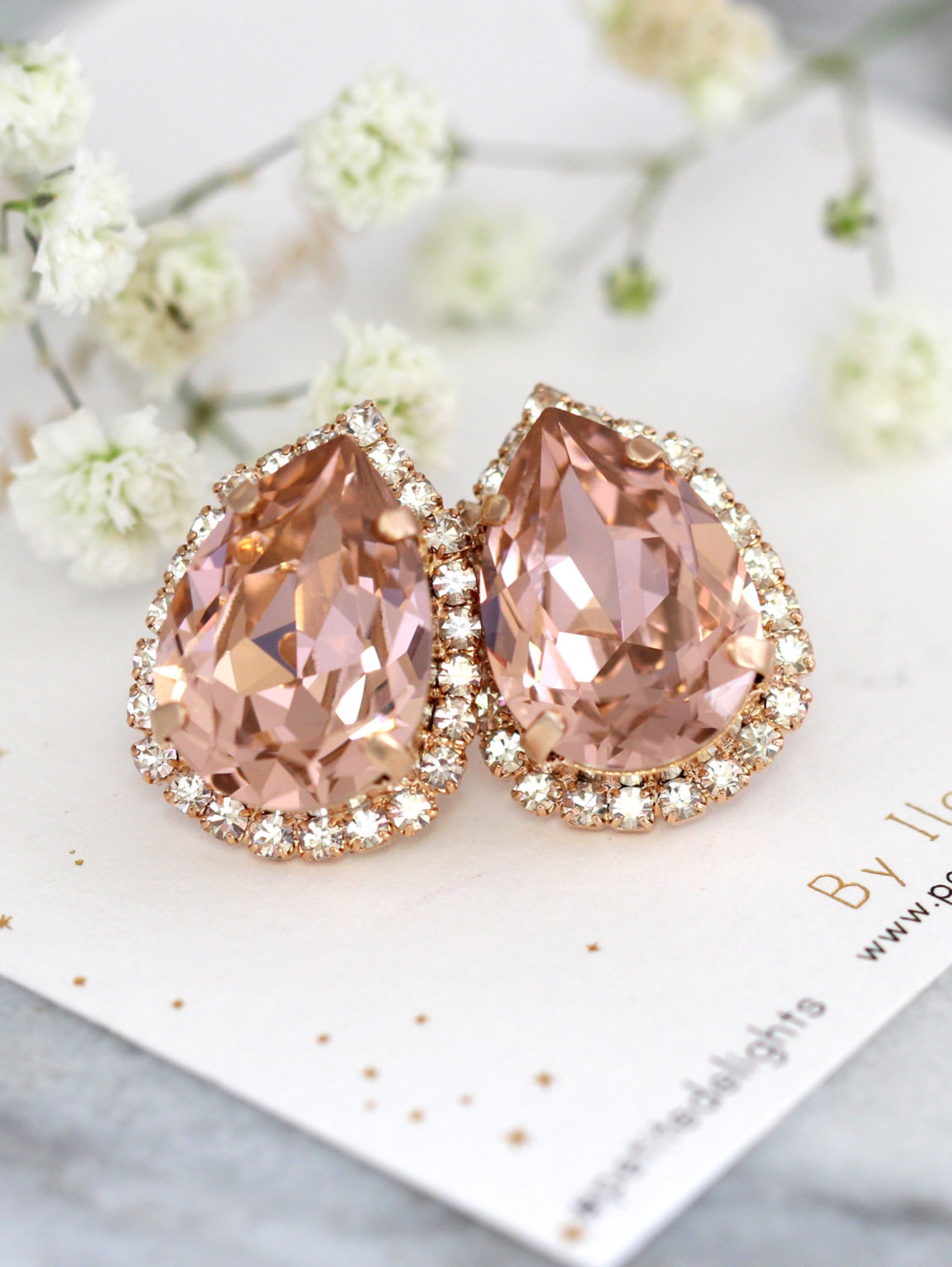 Blush Earrings Bridal Blush Earrings Rose Gold Blush Etsy
