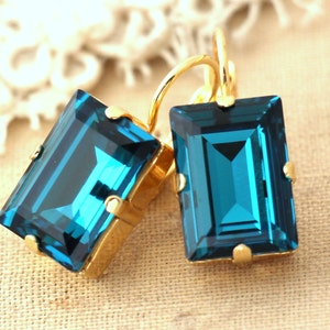 Blue Teal earrings, Blue Teal Peacock Blue earrings, Indicolite Blue Drop Earrings, Gift for her,Blue earrings, Blue teal Crystal Earrings image 5