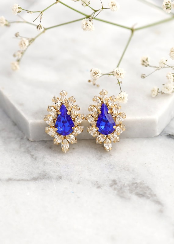 Royal blue stud best sale earrings