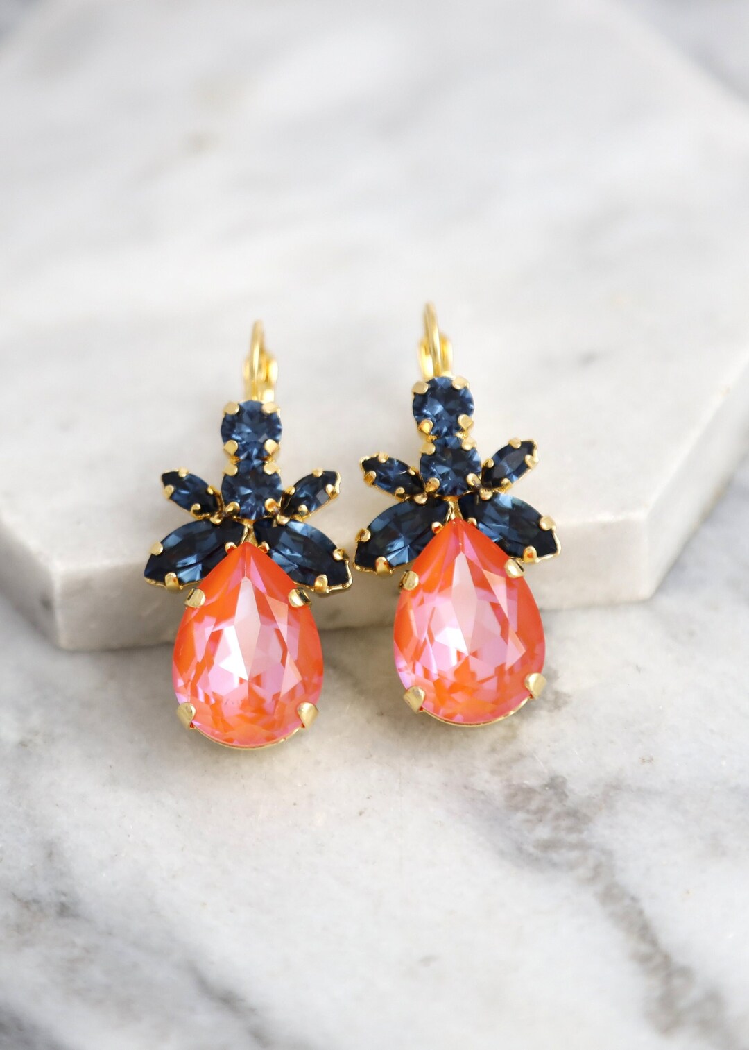 Orange and blue earrings best sale