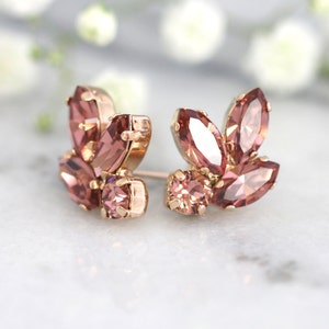 Blush Crystal Stud Earrings, Blush Pink Earrings, Bridemaid Gifts, Pink blush Crystal Earrings, Bridal Blush Cluster Crystal Studs Earrings