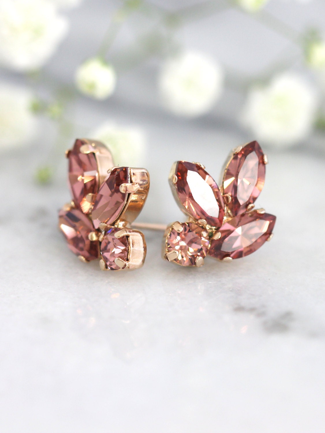 Blush Bridal Earrings Bridesmaids Blush Earrings Swarovski Etsy