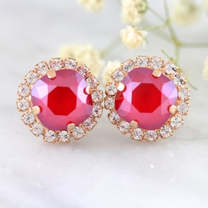 Crimson Red Earrings, Christmas Gifts For Her, Red Ruby Earrings, Ruby Earrings, Ruby Red Stud Earrings, Bridesmaids gift, Red Earrings