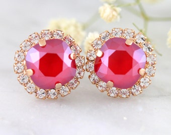 Crimson Red Earrings, Christmas Gifts For Her, Red Ruby Earrings, Ruby Earrings, Ruby Red Stud Earrings, Bridesmaids gift, Red Earrings