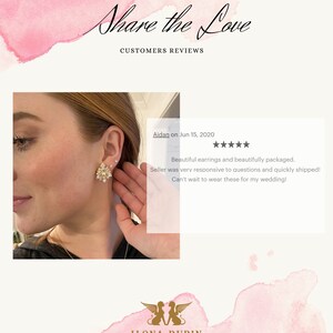 Bridal Pearl Crystal earrings, Bridal Cluster earrings, Bridal Pearl Crystal Earrings, White Crystal Pearl cluster Rhinestone Earrings image 3