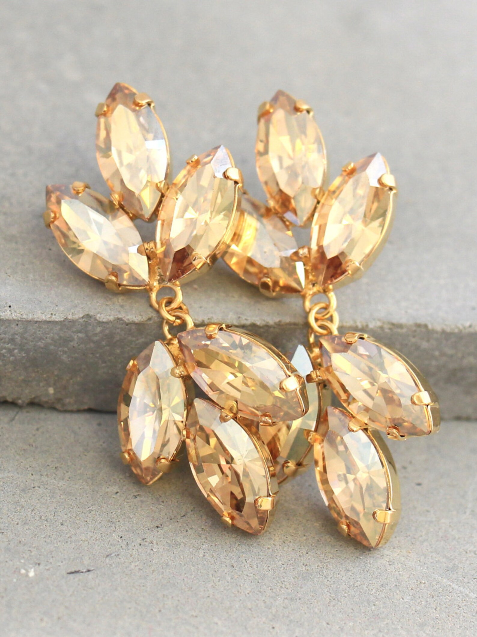 Champagne Burst Chandelier Earrings