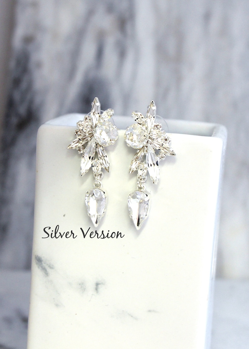 Bridal Crystal Earrings, Chandelier Earrings, Bridal Clear Crystal Drop Earrings, Clear Crystal Dangle Earrings, Gift For Her image 5
