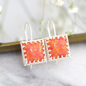 Boucles d'oreilles en argent opale, boucles d'oreilles en argent sterling opale, boucles d'oreilles en argent opale de feu, cadeau pour elle, opale australienne, boucles d'oreilles en argent orange, 925 Sterling Silver