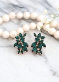Emerald Earrings, Emerald Green Cluster Earrings, Bridal Emerald Crystal Cluster Stud Earrings, Bridesmaids Earrings, Emerald Earrings