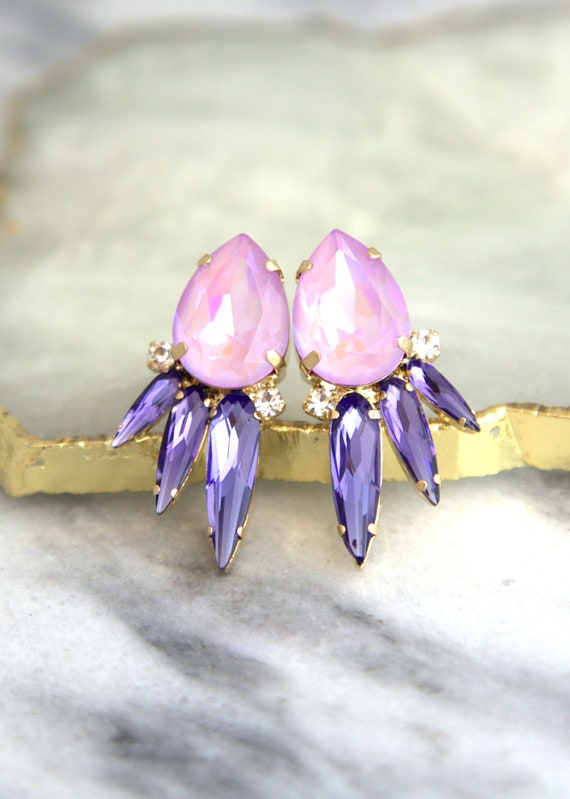 Purple statement earrings clearance