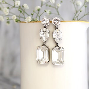 BRIDAL LONG EARRINGS, Bridal Chandelier Earrings, Crystal Long Chandelier Earrings, Bridal Earrings, Bridal Dangle Earrings, Bridal Jewelry image 6