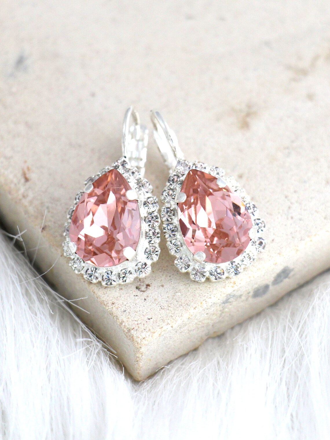 Blush Earrings Blush Drop Earrings Bridal Etsy