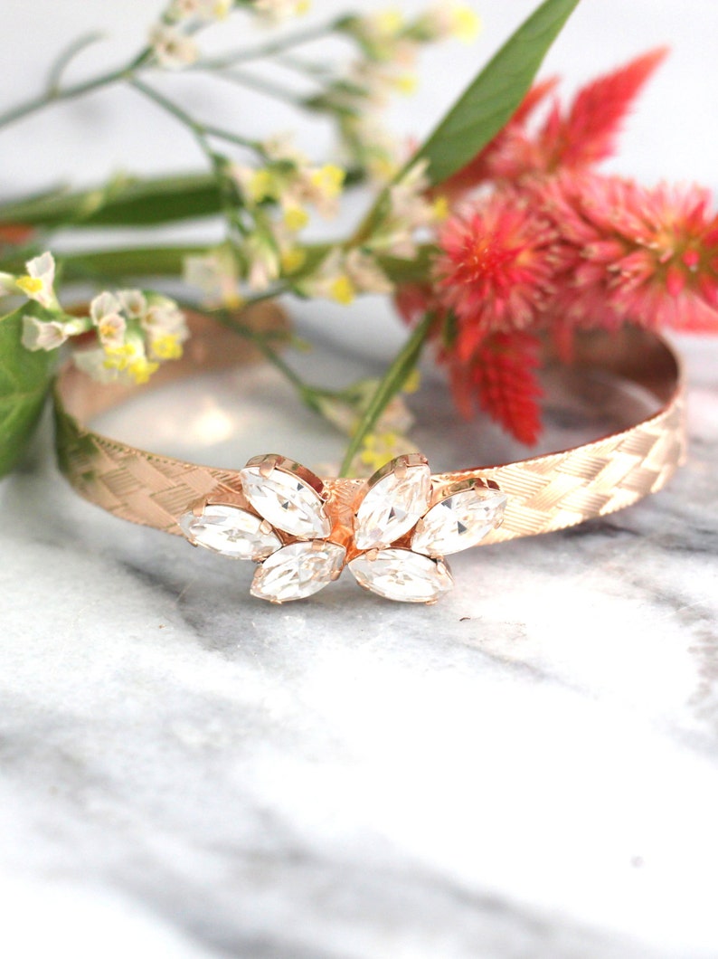 Bridal Bracelet Bohemian Crystal Bracelet Bridal Rose Gold Etsy