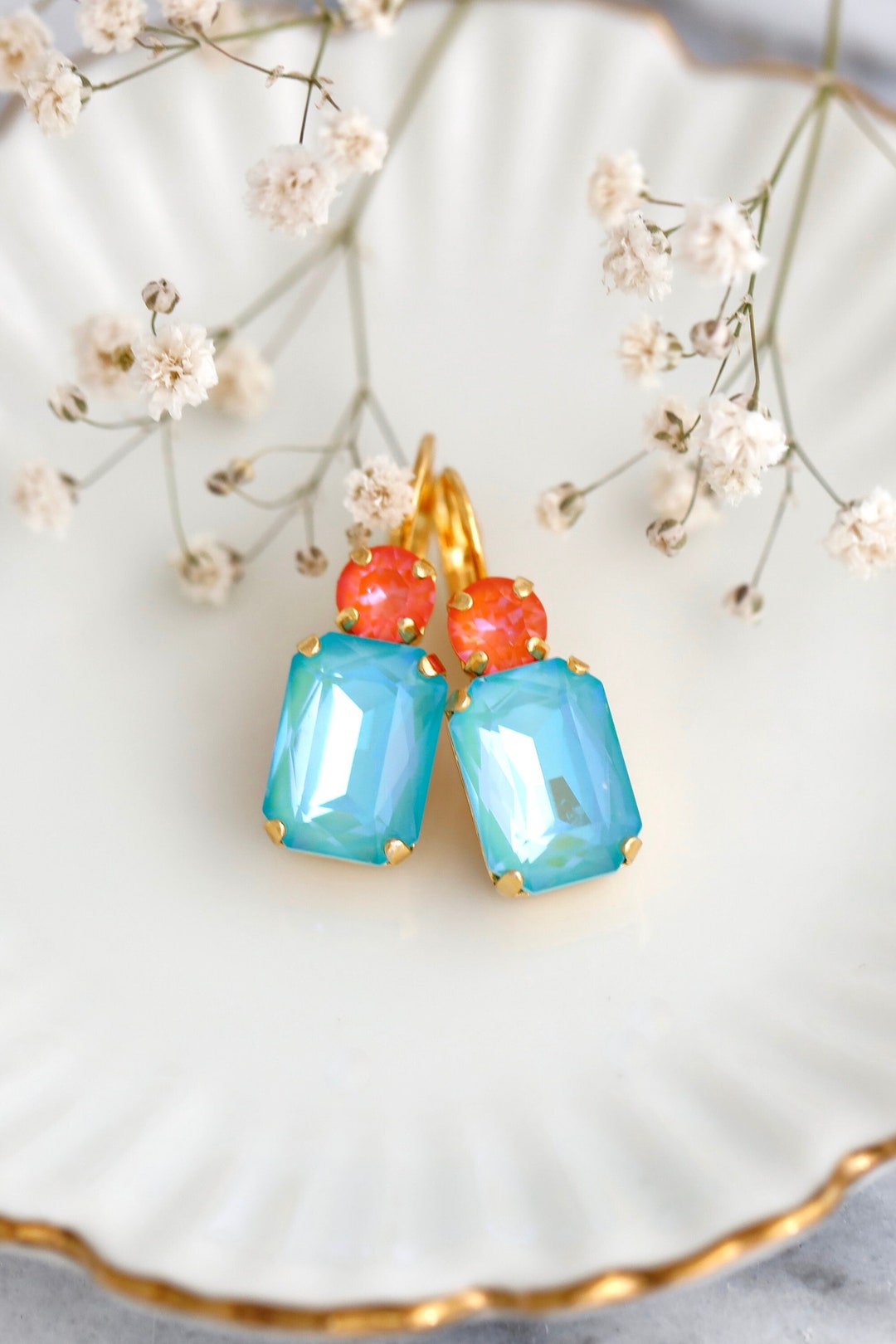 Abalone Hoop Earrings Shell Drop Earrings Abalone Dangle Earrings Open...