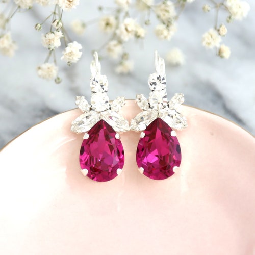 pink crystal earrings