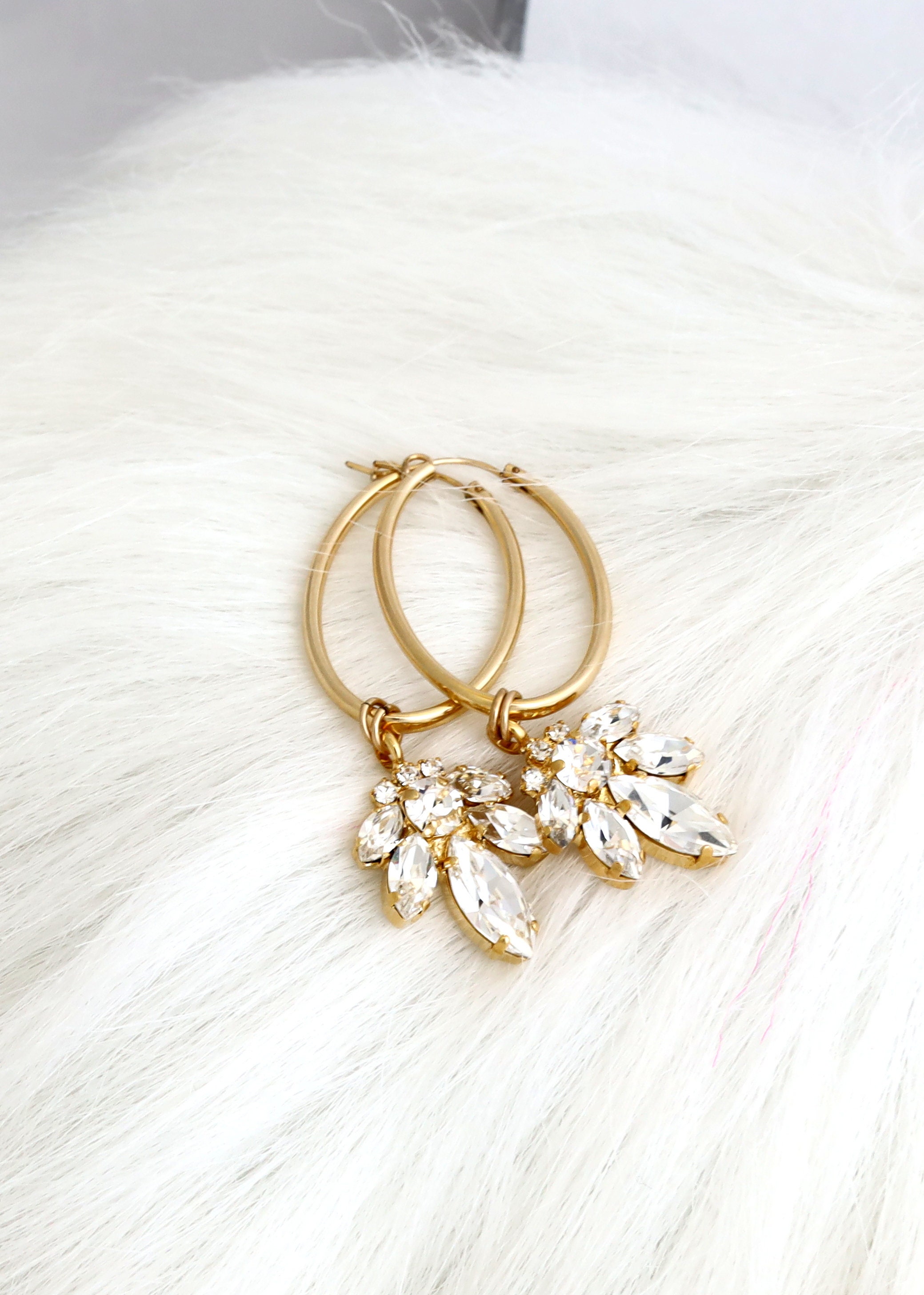 Bridal Hoop Earrings Gold Hoop Earrings Bridal Boho chic | Etsy