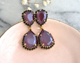 Maroon Chandelier Earrings, Dark Red Crystal Long Earrings, Garnet Crystal Drop Earrings, Bridal Maroon Crystal Earrings, Long Earrings