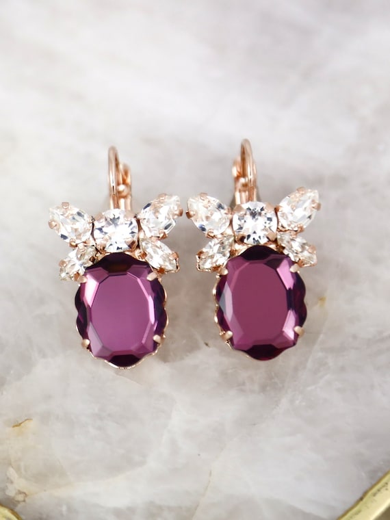 Purple crystal earrings best sale drop