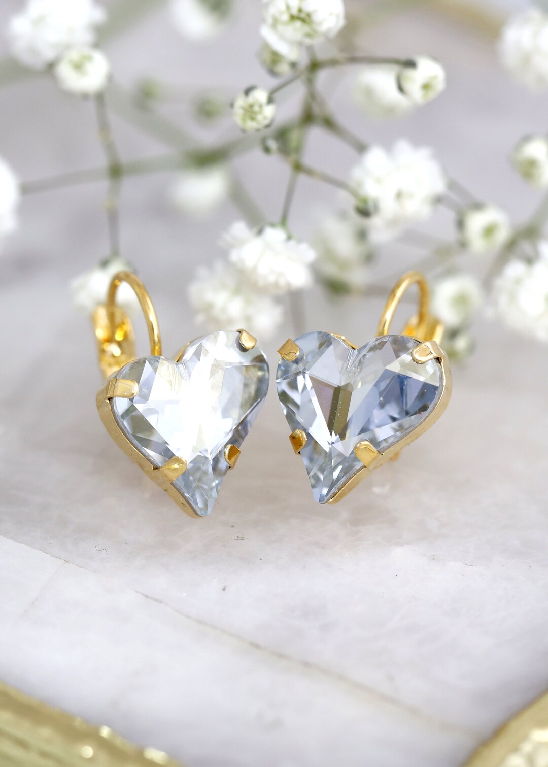 cc heart blue denim drop earrings main image 0