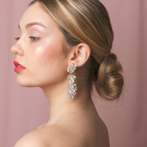 Bridal Long Chandelier Earrings, Bridal Statement Crystal Earrings, Clear Crystal Chandelier Earrings, Statement Crystal Wedding Earrings image 2