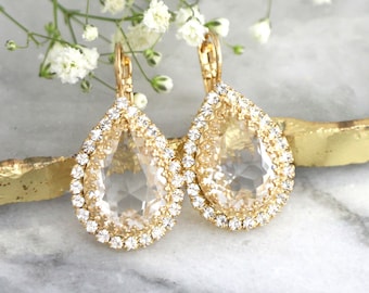 Bridal Earrings, Bridal Drop Earrings, Crystal Pear Bridal Crystal Earrings, Gift For Her, Teardrop Dangle Earrings, Bridesmaids Earrings