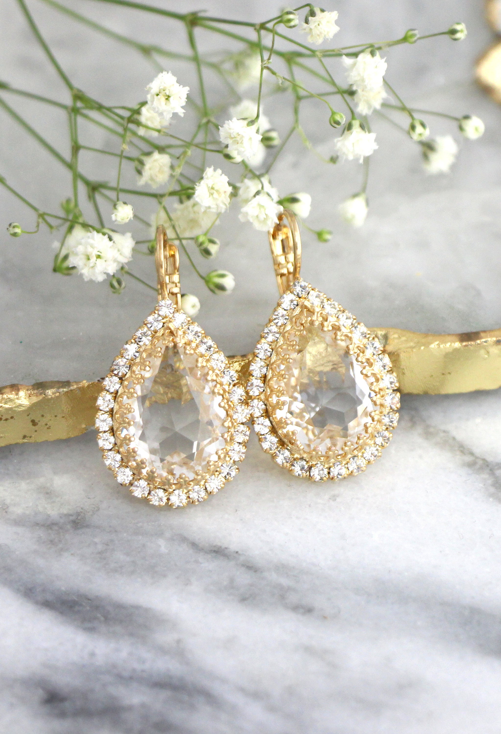 Bridal Earrings Bridal Drop Earrings Crystal Swarovski | Etsy
