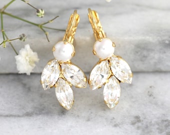 Boucles d'oreilles de mariée en cristal de perle, boucles d'oreilles de mariée en perles, boucles d'oreilles de mariée en cristal, boucles d'oreilles de demoiselles d'honneur, boucles d'oreilles de mariée, cadeau pour elle.