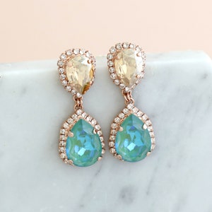 Green Chandelier Earrings, Emerald Green Earrings, Mint Green Drop Earrings, Sage Green Drop Crystal Earrings, Emerald Bridal Earrings image 4