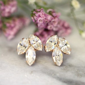 Bridal Clip On Crystal Earrings, Clip On Bridal Crystal Earrings, Bridal Cluster Earrings, Bridesmaids Clip On Earrings, Bridal Earrings image 8