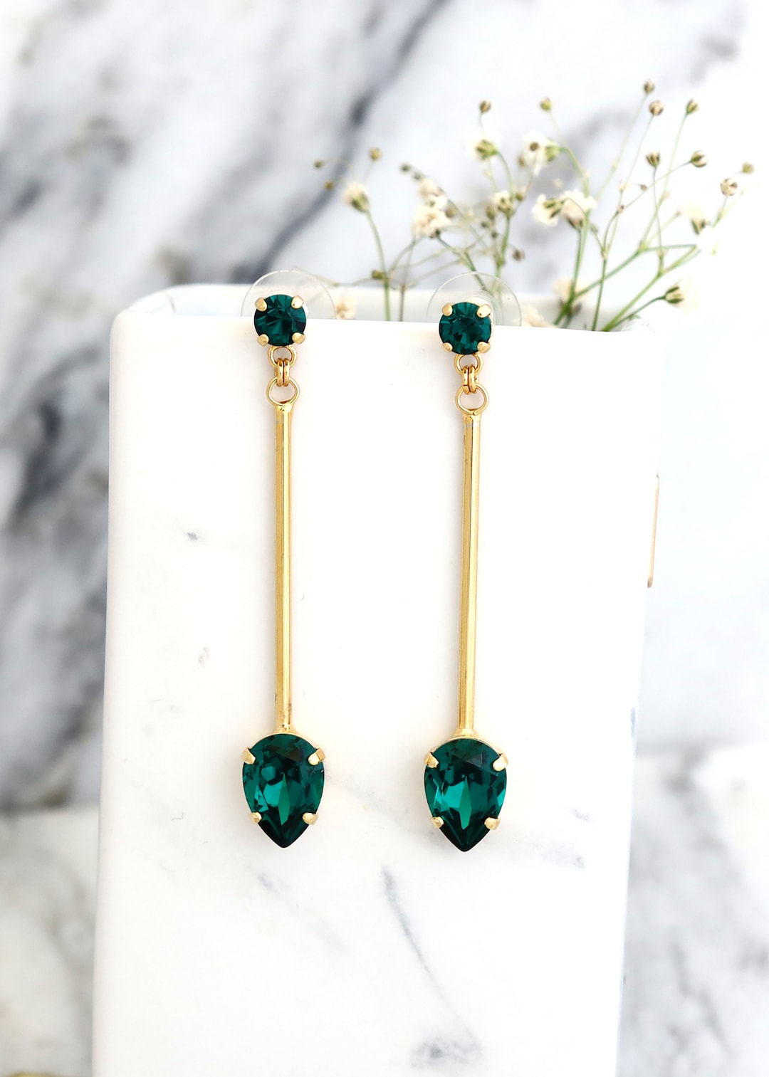 Emerald Drop Earrings, Emerald Green Drop Earrings, Emerald Green Dangle Earrings, Urban Bridal