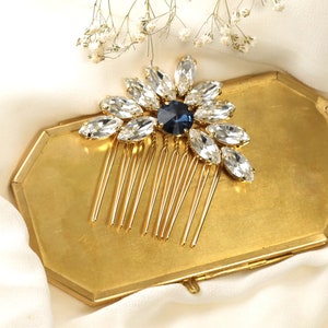 Bridal Hair Comb, Blue Navy Crystal Hair Comb, Blue Bridal Hair Comb, Bridal Hair Accessories, Blue Hair Comb, Bridal Navy Blue Hair Comb