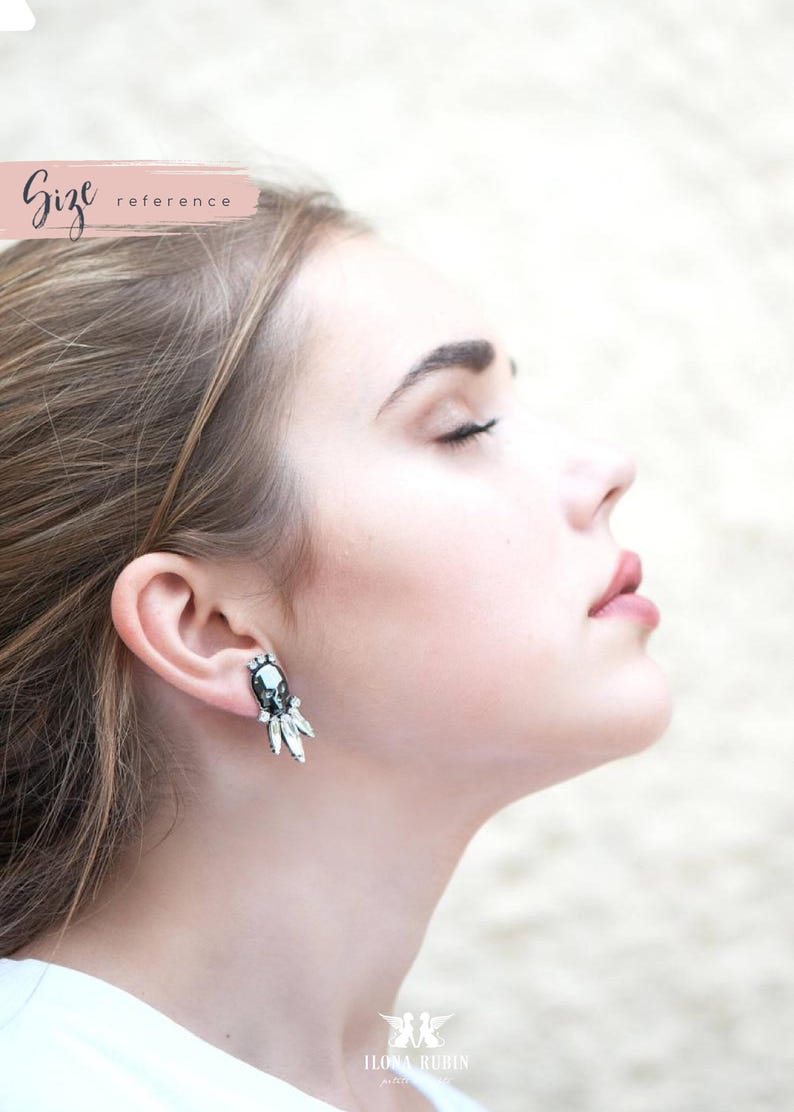 Black Skull Earrings, Skull Earrings, Sugar Skull Earrings, Rock N Roll Bride Earrings, Gift For Her, Gothic Bride Jewelry, Crystal Earrings image 10