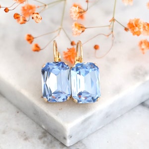 Blue Drop Earrings, Aquamarine Drop Earrings, Bridal Blue Earrings, Light Blue Crystal Earrings, Gift For Her, Bridesmaids Blue Earrings image 4