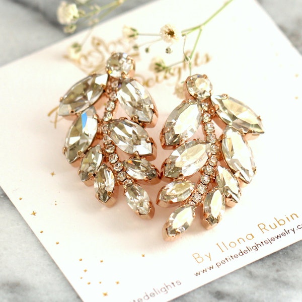 Brudörhängen i kristall, brudörhängen i kristall, brudörhängen i vintagestil, brudtärneörhängen, boho brudörhängen